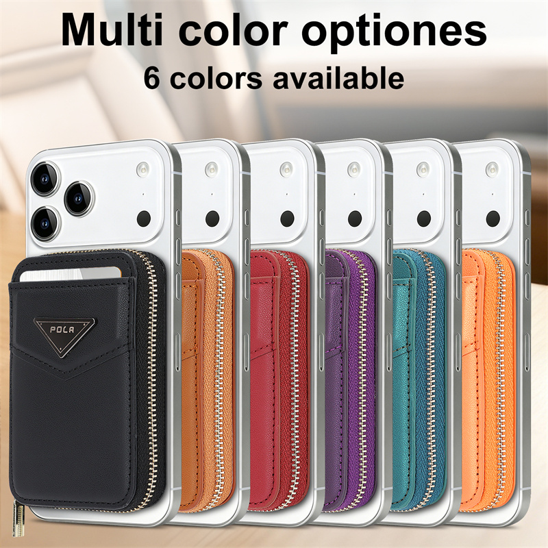 Leather Wallet Card Holder Phone Cover - Custodia a portafoglio con cerniera e