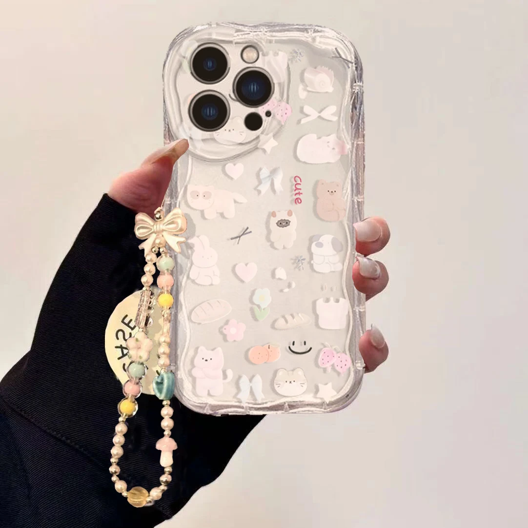 Cute Cartoon Wrist Strap Silicone Case - Custodia con catena da polso con