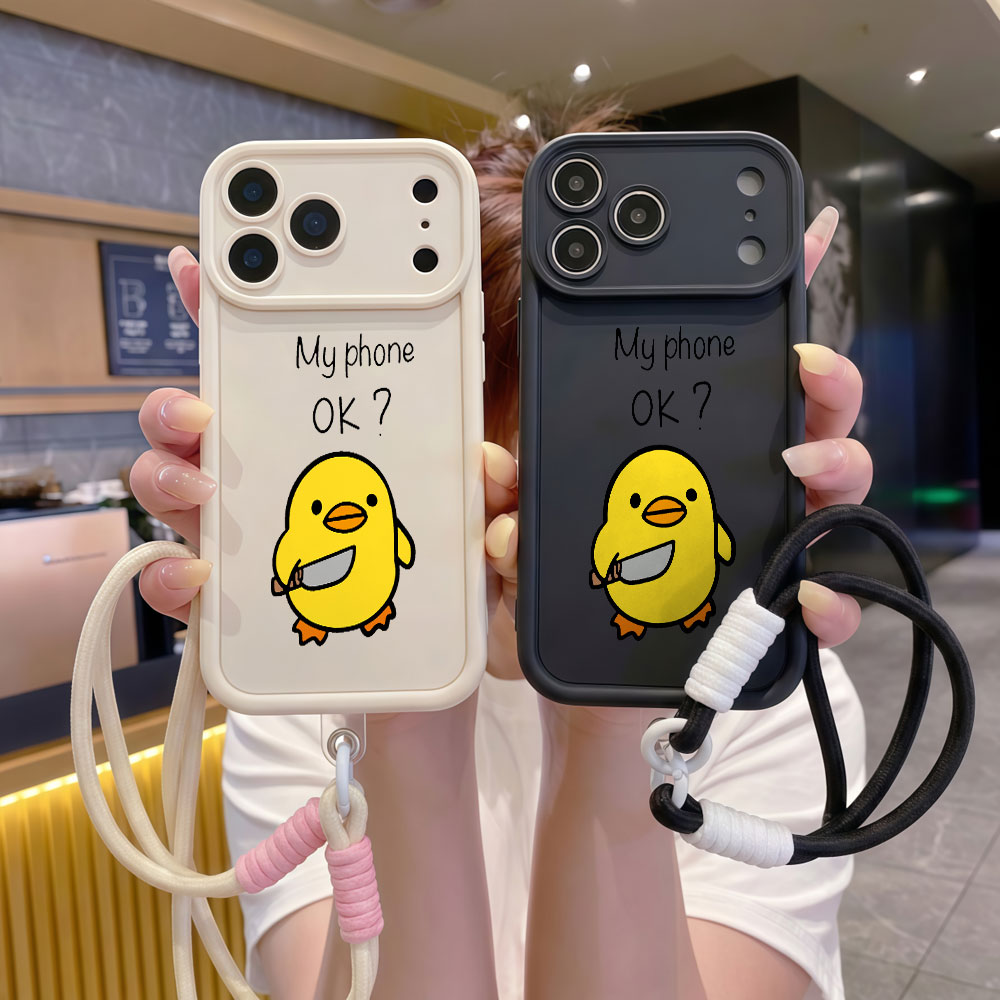 Cute Cartoon Wrist Strap Silicone Case - Custodia per telefono con cinturino da