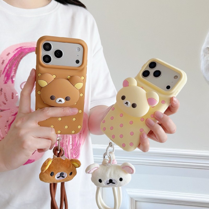 Cute Cartoon Wrist Strap Silicone Case - Custodia per telefono in silicone 3D