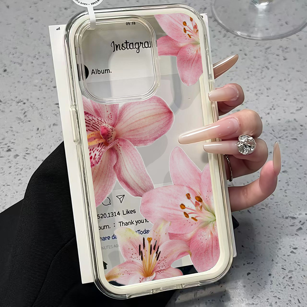 Clear Shockproof Bumper Case - Custodia Trasparente con Fiore di Giglio