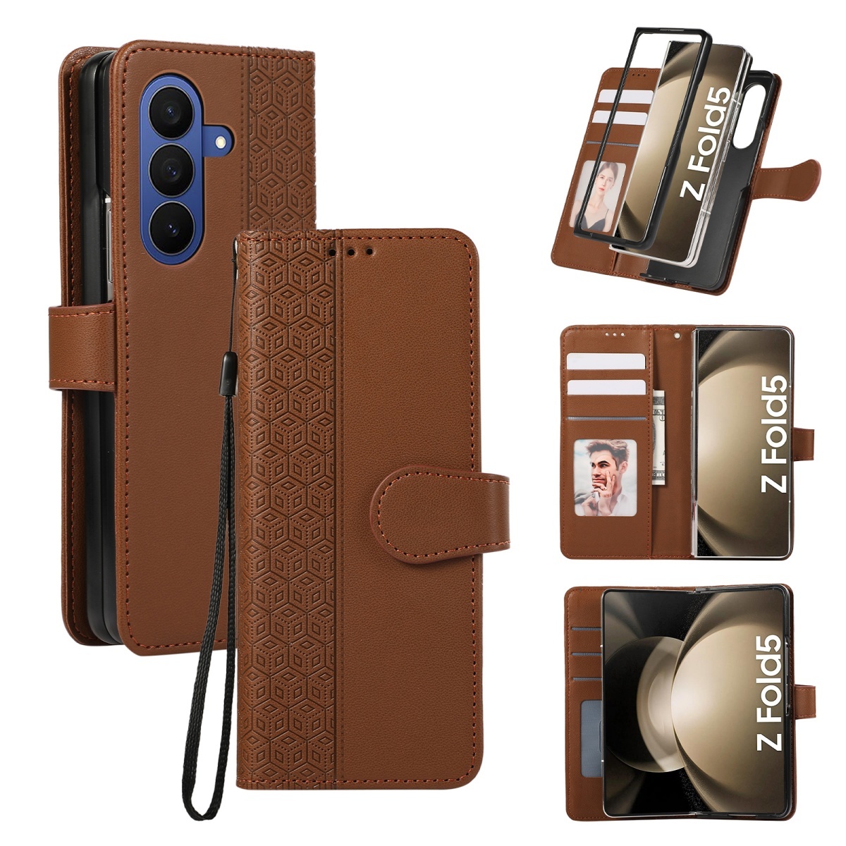 Leather Wallet Card Holder Phone Cover - Custodia a Portafoglio in Pelle con